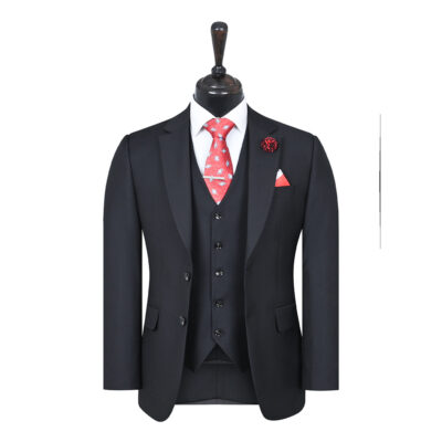 Black Plain Classic Fit Suit