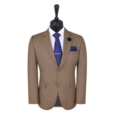 D Khaki Texture Classic Fit Suit