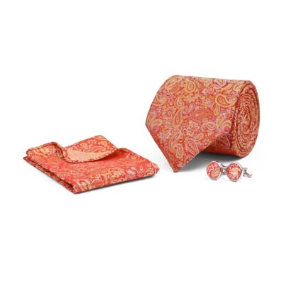 Red Paisley Cufflink Tie Set