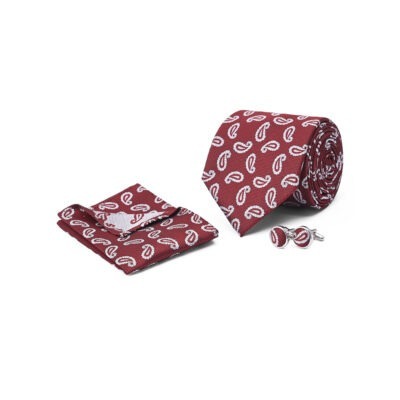 Rust Paisley Cufflink Tie Set