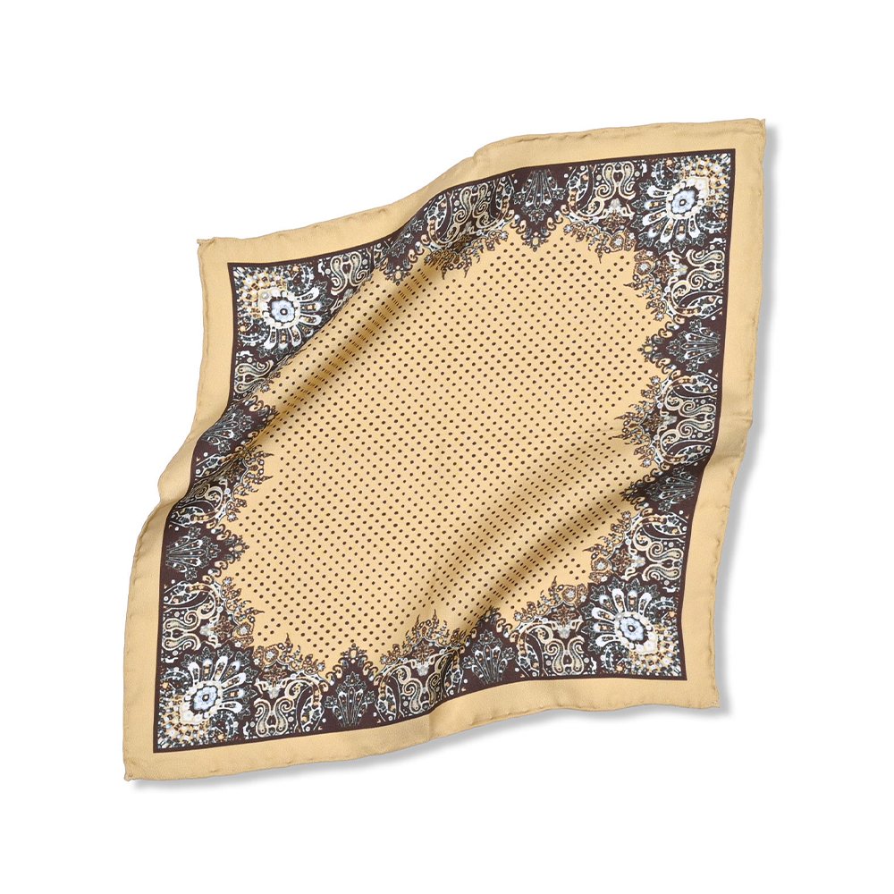 Beige 100% Silk Pocket Square - Image 2