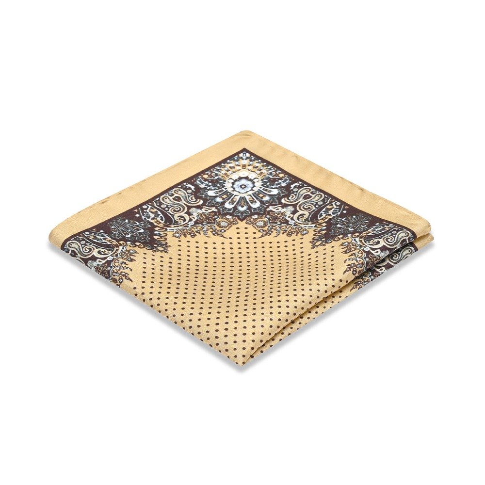 Beige 100% Silk Pocket Square - Image 4