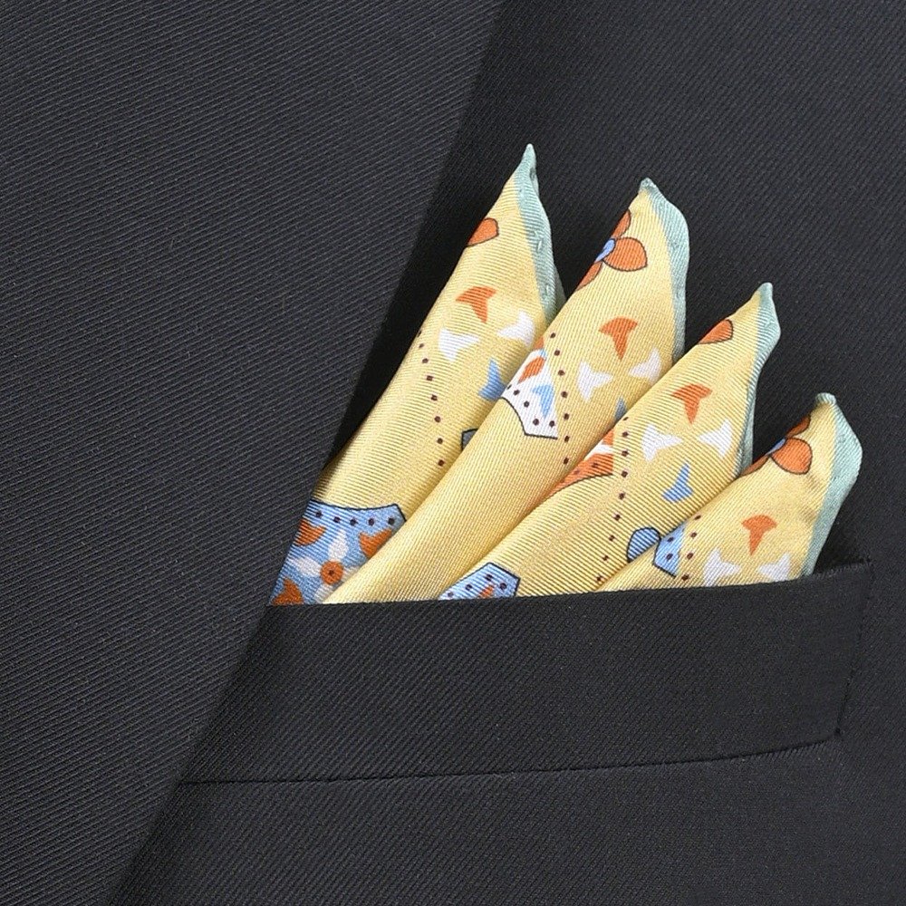 Mustard 100% Silk Pocket Square